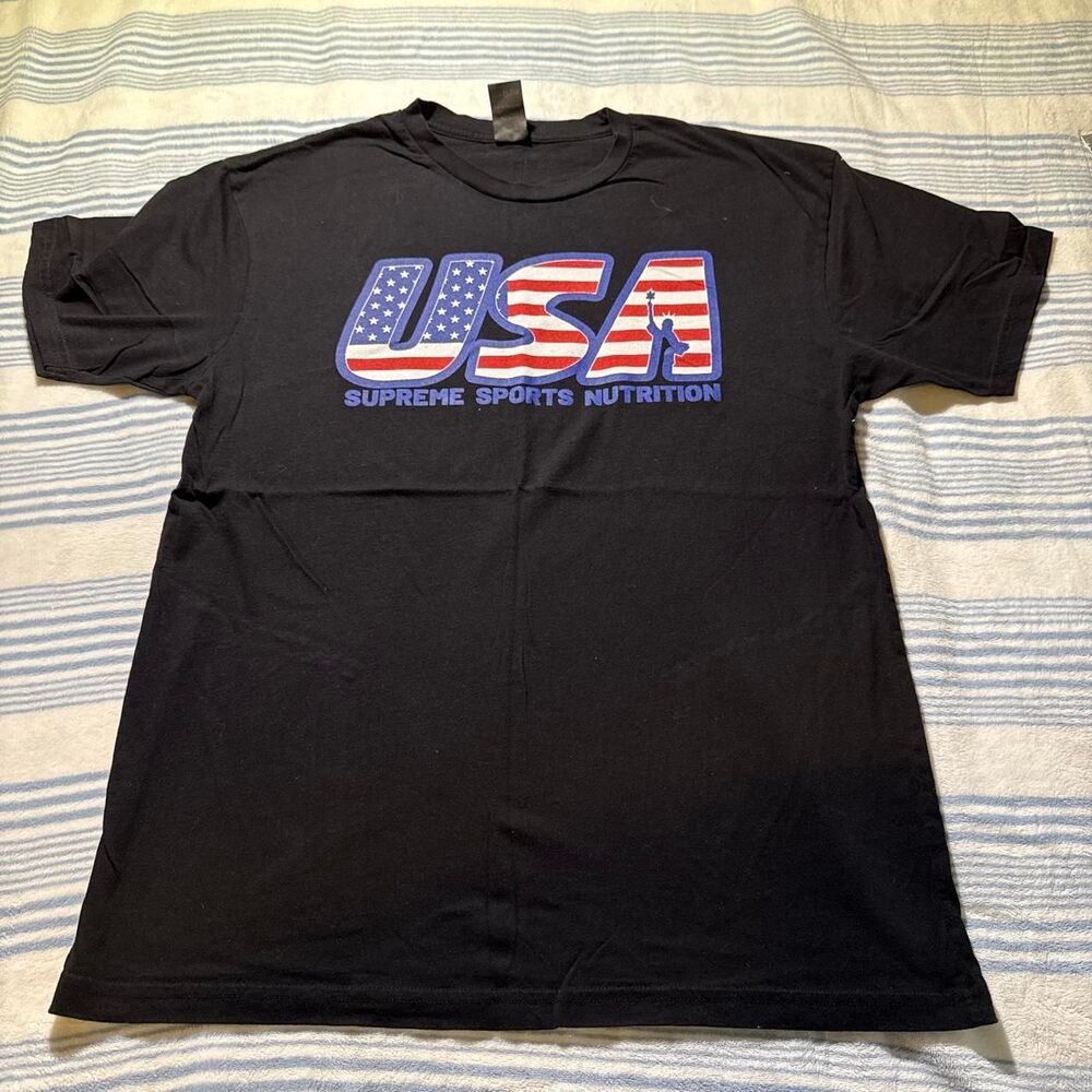 Monarch Apparel Black USA Supreme Sports Nutrition Graphic Tee Men's L